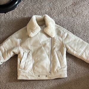 Abercrombie & Fitch  Cream Puffer Jacket with Fleece Collar